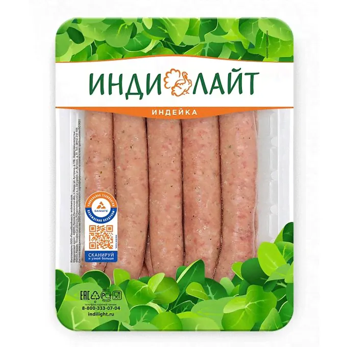 Колбаски из индейки Индилайт для жарки охлажденные 500 г-0