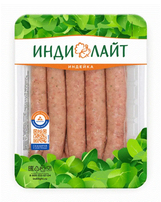 Колбаски Индилайт из индейки для жарки, 500г-1
