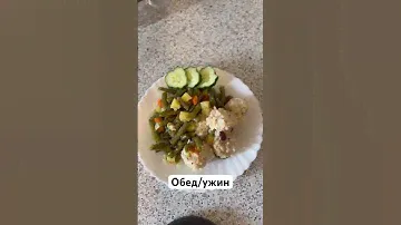 На обед тефтели из индейки с рисом + тушенные овощи, заправленные оливковым маслом #обед  #минус10кг