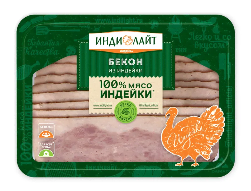 Бекон из индейки Индилайт варёный, 120г-0